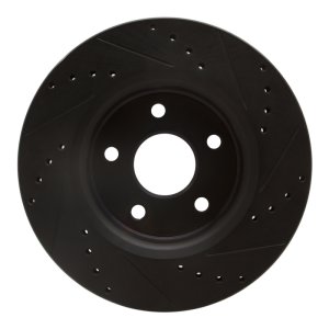 Jeep Commander Brake Rotor (1) - Front Left - R1 Concepts - Drilled & Slotted - Black - `05-`10